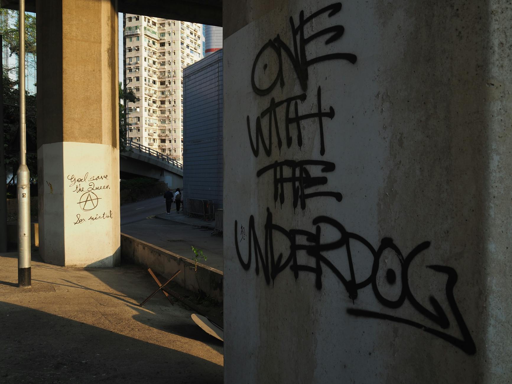 street art graffiti in urban hong kong setting